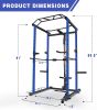 Blue Multi-functional Power Cage, Home Adjustable Pullup Squat Rack 1000Lbs Capacity Comprehensive Fitness Barbell Rack